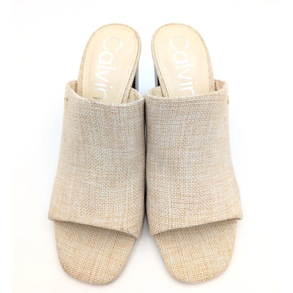 Calvin Klein Jotie Women's Heeled Sandal Square Toe Light Natural Size US8M EU39 - Picture 9 of 12